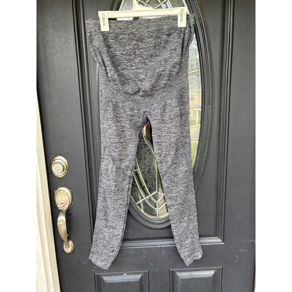 Momcozy Womens XL Gray Space Dye Over the Belly Maternity Leggings Seamless